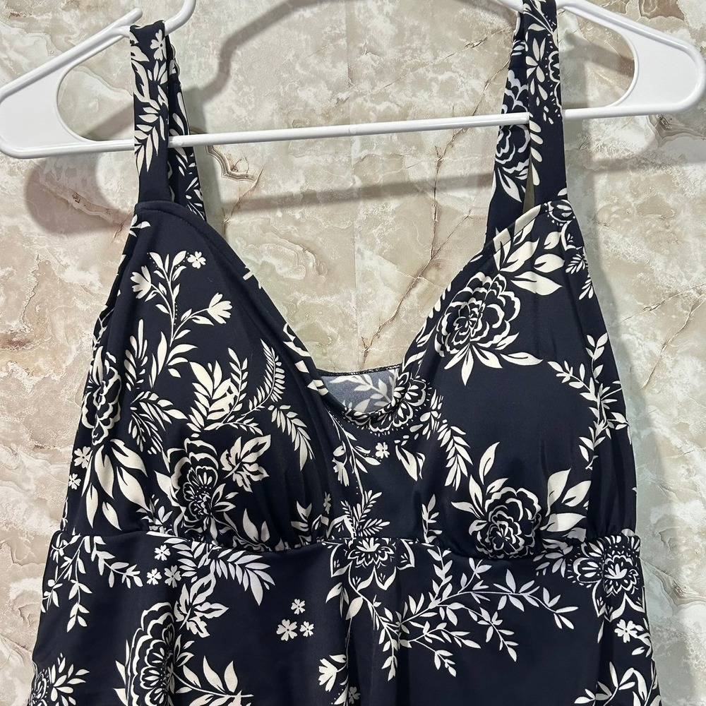 Floral Ruffle Tankini Swimsuit Top Flattering Swimwear Beach Resort Wear - Picture 2 of 6